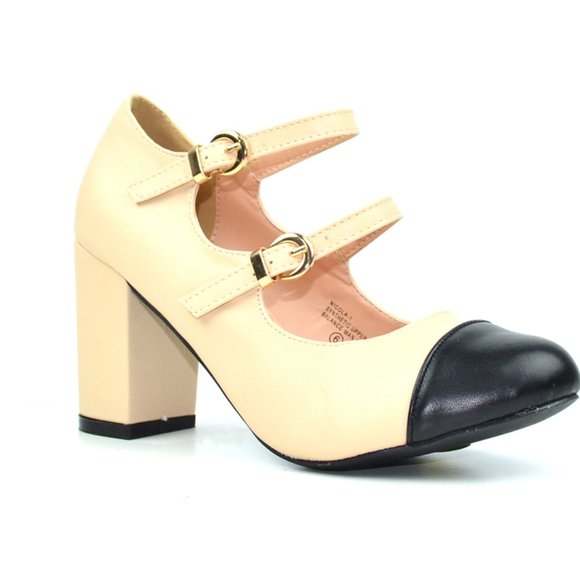 Women's Vintage Style Double Strap Heel - Picture 2 of 4